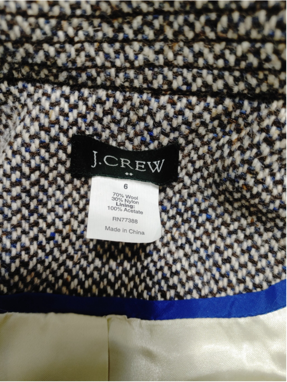 Women's J.Crew Wool Blend Pea Coat Size 6 Grey Brown 6 Button - Picture 5 of 11